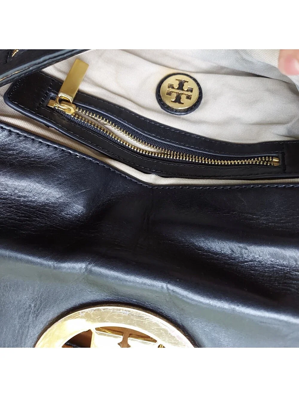 Tory Burch Reva black leather clutch bag